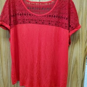 Red  short sleeved blouse
